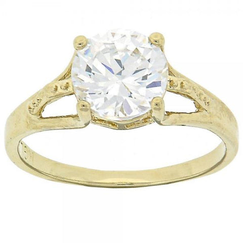 Anillo Multi Piedra 5.167.028.09 Oro Laminado, Diseño de Solitario, con Zirconia Cubica Blanca, Pulido, Dorado
