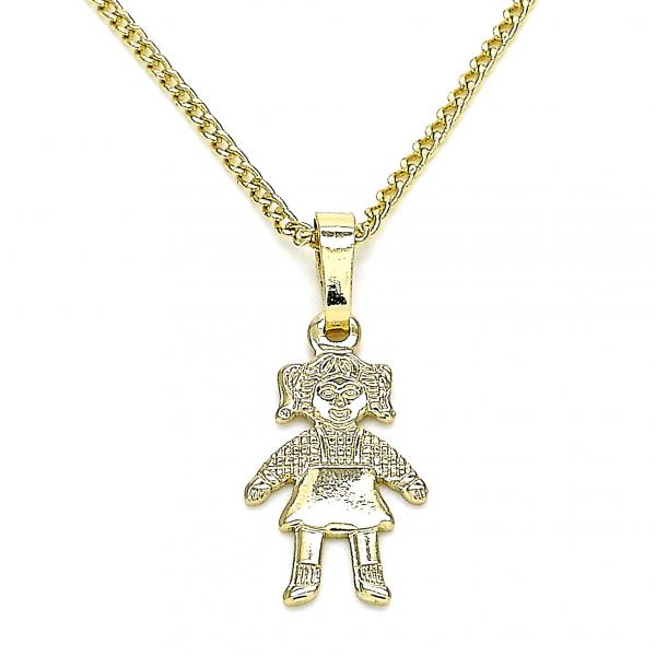 Collares con Dije 04.213.0195.20 Oro Laminado, Diseño de Nina Pequena, Pulido, Dorado
