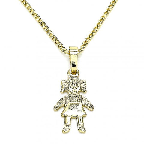 Collares con Dije 04.213.0195.20 Oro Laminado, Diseño de Nina Pequena, Pulido, Dorado