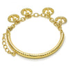 Pulsera de Dije 03.63.1818.08 Oro Laminado, Diseño de Ancla y Hueco, Diseño de Ancla, Diamantado, Dorado