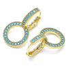 Argolla Huggie 02.284.0031.5.15 Oro Laminado, con Micro Pave Turquoise, Pulido, Dorado