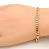 Pulsera Básica 5.222.006.07 Oro Laminado, Diseño de Cubana, Pulido, Dorado