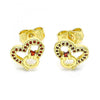 Arete Dormilona 02.156.0628.1 Oro Laminado, Diseño de Corazon, con Micro Pave Granate, Pulido, Dorado