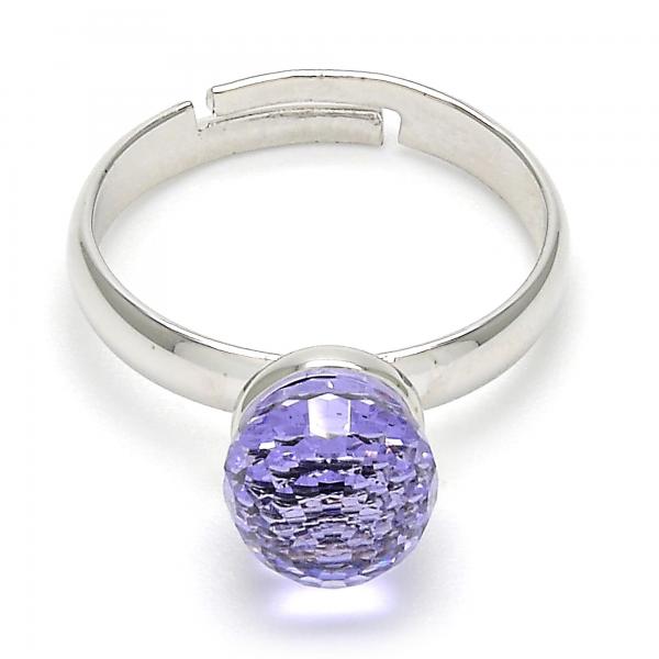 Anillo Multi Piedra 01.239.0006.1 Rodio Laminado, Diseño de Bola, con Cristales de Swarovski Tanzanite, Pulido, Rodinado