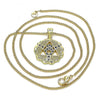 Collares con Dije 04.341.0065.2.20 Oro Laminado, Diseño de Mano de Dios, con Micro Pave Zafiro Azul y Blanca, Pulido, Dorado