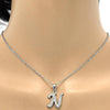 Collares con Dije 04.238.0012.1.18 Acero Inoxidable, Diseño de Iniciales y Rolo, Diseño de Iniciales, con Cristal Blanca, Pulido, Acero