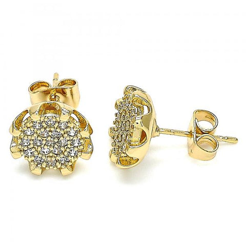 Arete Dormilona 02.344.0079 Oro Laminado, con Micro Pave Blanca, Pulido, Dorado