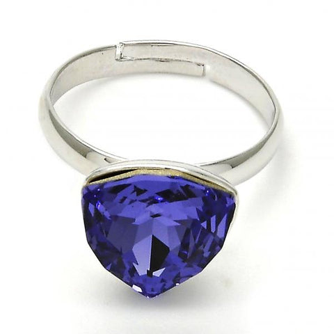 Anillo Multi Piedra 01.239.0005.4 Rodio Laminado, con Cristales de Swarovski Tanzanite, Pulido, Rodinado