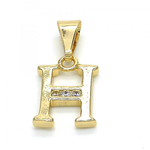 Dije Elegante 05.26.0020 Oro Laminado, Diseño de Iniciales, con Zirconia Cubica Blanca, Pulido, Dorado