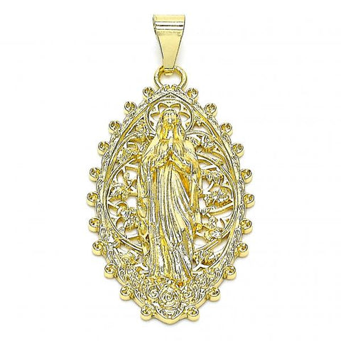 Dije Religioso 05.213.0118 Oro Laminado, Diseño de Guadalupe, Pulido, Dorado