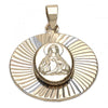 Dije Religioso 5.196.012 Oro Laminado, Diseño de Sagrado Corazon de Jesus, Diamantado, Tricolor