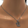 Collares con Dije 04.238.0027.18 Acero Inoxidable, Diseño de Iniciales y Rolo, Diseño de Iniciales, con Cristal Blanca, Pulido, Acero