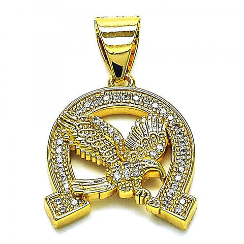 Dije Elegante 05.342.0101 Oro Laminado, Diseño de Aguila, con Micro Pave Blanca, Pulido, Dorado