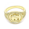 Anillo Elegante 01.351.0010.09 Oro Laminado, Diseño de Elefante, Pulido, Dorado