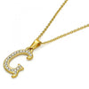 Collares con Dije 04.238.0006.18 Acero Inoxidable, Diseño de Iniciales y Rolo, Diseño de Iniciales, con Cristal Blanca, Pulido, Dorado
