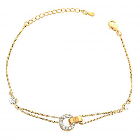 Pulsera Elegante 03.171.0001 Oro Laminado, con Cristal Blanca, Dorado