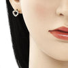 Arete Dormilona 02.344.0013.2 Oro Laminado, Diseño de Corazon, con Micro Pave Granate y Blanca, Pulido, Dorado