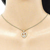 Collares con Dije 04.156.0342.20 Oro Laminado, Diseño de Corazon y Nina Pequena, Diseño de Corazon, con Micro Pave Blanca, Pulido, Dorado