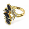 Anillo Multi Piedra 01.283.0008.07 Oro Laminado, con Zirconia Cubica Negro y Blanca, Pulido, Dorado