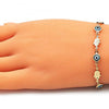 Pulsera Elegante 03.326.0007.3.08 Oro Laminado, Diseño de Ojo Griego y Mano de Dios, Diseño de Ojo Griego, Resinado Turquesa, Dorado