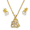Juego de Arete y Dije de Adulto 10.233.0014 Oro Laminado, Diseño de Elefante, con Micro Pave Blanca, Pulido, Dorado