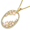 Collares con Dije 04.156.0184.1.20 Oro Laminado, Diseño de Gota, con Zirconia Cubica Rose Water Opal y CristalBlanca, Pulido, Dorado