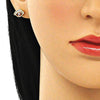 Arete Dormilona 02.213.0267 Oro Laminado, Diseño de Ojo Griego, con Zirconia Cubica Blanca, Esmaltado Rojo, Dorado