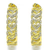 Arete Dormilona 02.341.0095 Oro Laminado, Diseño de Corazon, con Micro Pave Blanca, Pulido, Dorado
