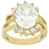 Anillo Multi Piedra 5.167.015.08 Oro Laminado, Diseño de Cluster, con Zirconia Cubica Blanca, Pulido, Dorado