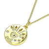 Collares con Dije 04.362.0007.20 Oro Laminado, Diseño de Corazon y Estrella, Diseño de Corazon, con Micro Pave Blanca y Negro, Pulido, Dorado