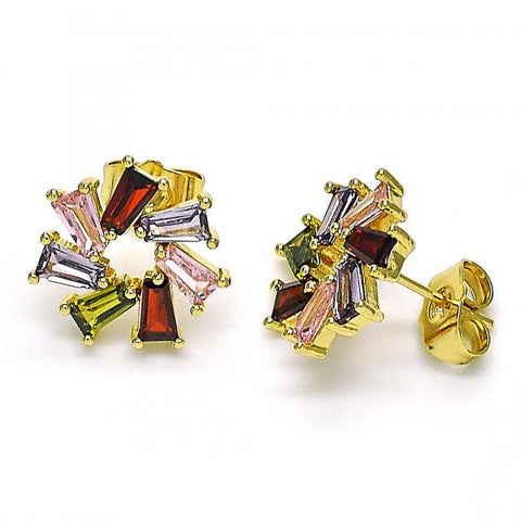 Arete Dormilona 02.210.0749.6 Oro Laminado, con Zirconia Cubica Multicolor, Pulido, Dorado