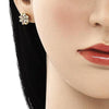 Arete Dormilona 02.344.0079.1 Oro Laminado, con Micro Pave Granate y Blanca, Pulido, Dorado