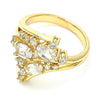 Anillo Multi Piedra 01.221.0006.06 Oro Laminado, con Zirconia Cubica Blanca, Pulido, Dorado