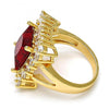 Anillo Multi Piedra 01.205.0012.1.08 Oro Laminado, con Zirconia Cubica Granate y Blanca, Pulido, Dorado