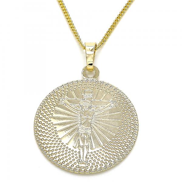 Collares con Dije 04.106.0064.1.20 Oro Laminado, Diseño de Crucifijo, Pulido, Dorado