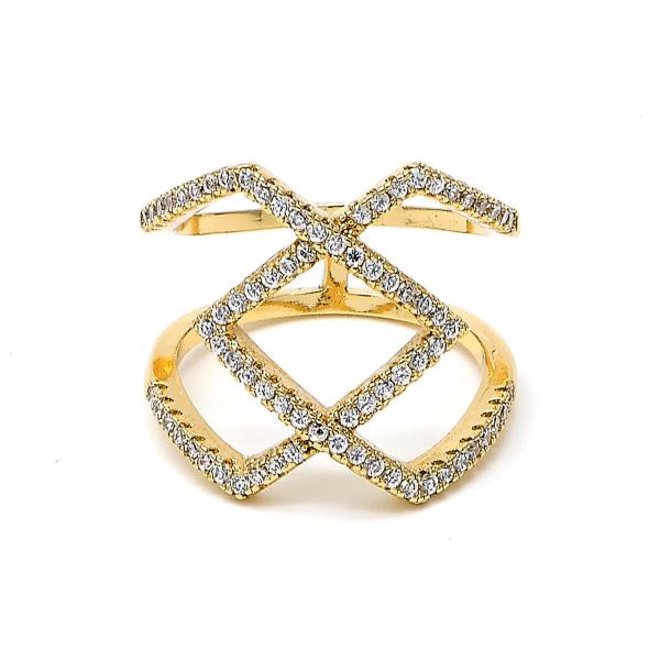 Anillo Multi Piedra 01.155.0026.09 Oro Laminado, con Zirconia Cubica Blanca, Pulido, Dorado