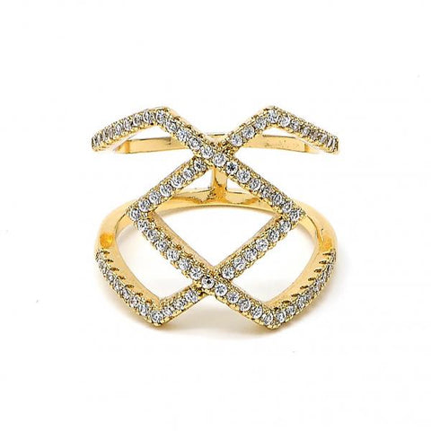 Anillo Multi Piedra 01.155.0026.09 Oro Laminado, con Zirconia Cubica Blanca, Pulido, Dorado