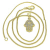 Collares con Dije 04.156.0414.20 Oro Laminado, Diseño de Mano de Dios, con Micro Pave Blanca y Rubi, Pulido, Dorado