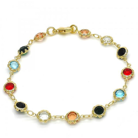 Pulsera Elegante 03.63.2064.08 Oro Laminado, con Cristal Multicolor, Pulido, Dorado