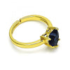 Anillo Multi Piedra 01.341.0075.3 Oro Laminado, Diseño de Corazon, con Zirconia Cubica Zafiro Azul, Pulido, Dorado