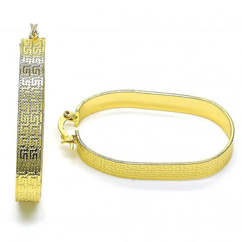 Argolla Pequeña 02.170.0404.25 Oro Laminado, Diseño de Llave Griega, Diamantado, Dorado