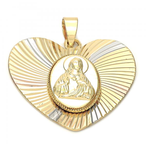 Dije Religioso 5.194.012 Oro Laminado, Diseño de Jesus, Diamantado, Tricolor