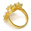 Anillo Multi Piedra 01.210.0043.09 Oro Laminado, Diseño de Gota, con Zirconia Cubica Blanca, Pulido, Dorado