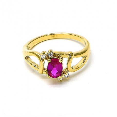 Anillo Multi Piedra 5.172.028.09 Oro Laminado, con Zirconia Cubica Granate y Blanca, Pulido, Dorado