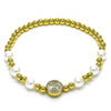 Pulsera Elegante 03.341.0197.07 Oro Laminado, Diseño de Bead Expandible, con Perla Marfil, Pulido, Dorado