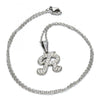 Collares con Dije 04.238.0013.1.18 Acero Inoxidable, Diseño de Iniciales y Rolo, Diseño de Iniciales, con Cristal Blanca, Pulido, Acero