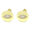 Arete Dormilona 02.156.0444 Oro Laminado, con Micro Pave Blanca, Pulido, Dorado