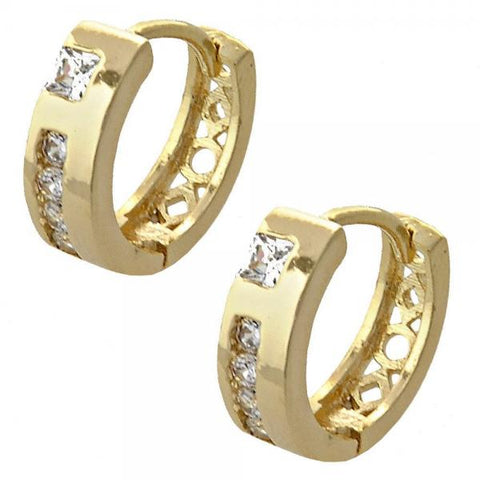 Argolla Huggie 02.165.0123 Oro Laminado, con Zirconia Cubica Blanca, Pulido, Dorado