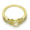 Anillo Multi Piedra 01.99.0084.07 Oro Laminado, con Zirconia Cubica Blanca y Micro PaveBlanca, Pulido, Dorado