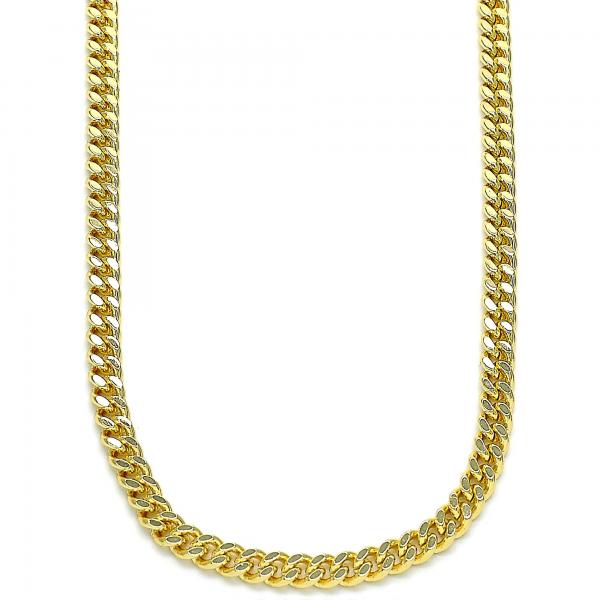 Gargantilla Básica 04.63.1360.20 Oro Laminado, Diseño de Miami Cubana, Pulido, Dorado
